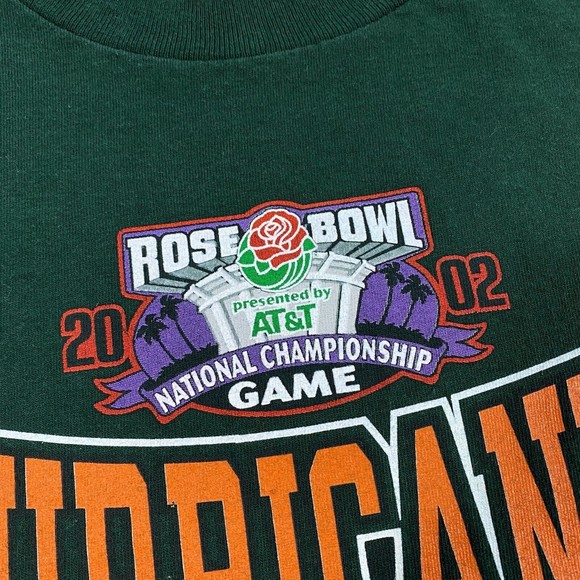 VINTAGE University of Miami Hurricanes 2002 Rose Bowl Shirt XL UM Football AT&T - Picture 6 of 10